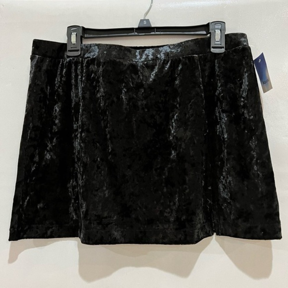 Abound Womens Mini Skirt Black Small Velvet Mini Skirt Thigh Slit - Picture 4 of 4